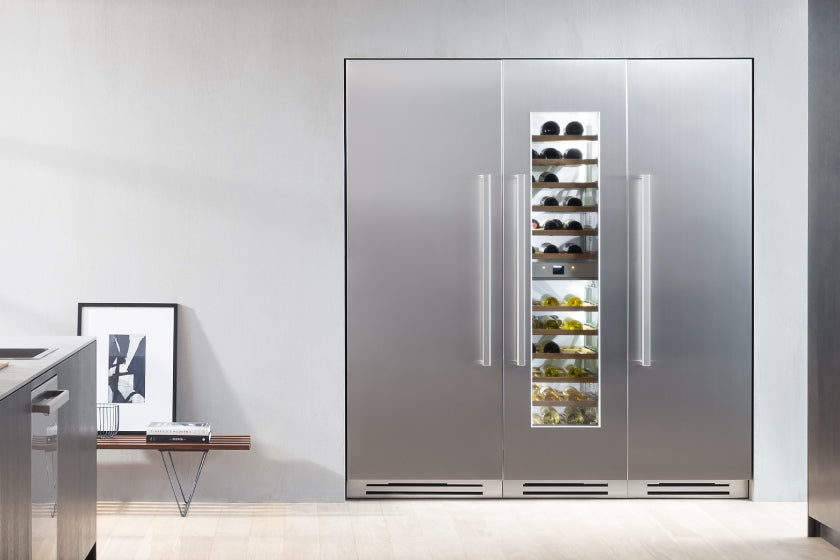 BERTAZZONI WC605BLP2T 60cm 2-Zone Integrated Wine Cooler LH Hinge in Stainless Steel and anti-UV Glass