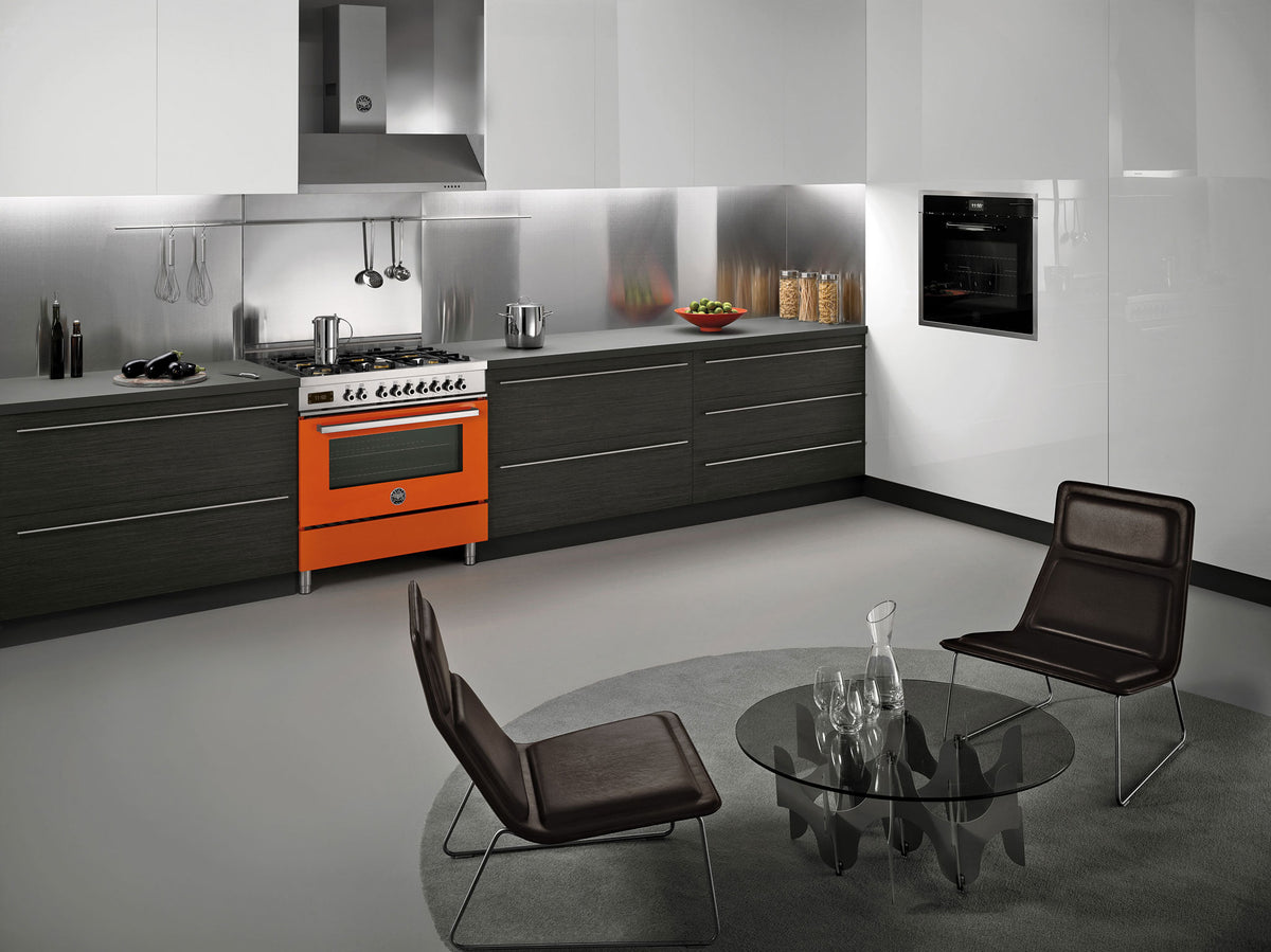 Bertazzoni Pro96L1Eart Single Oven Dual Fuel 90Cm Range Cooker In Orange