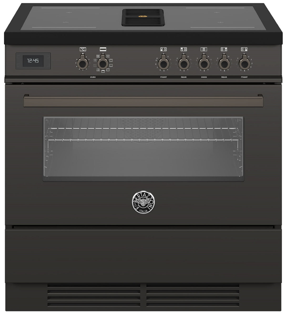 BERTAZZONI PROCH94I1ECAT 90cm Electric Oven 5 Zone Induction Hob with in-built Extractor Range Cooker in Carbonio