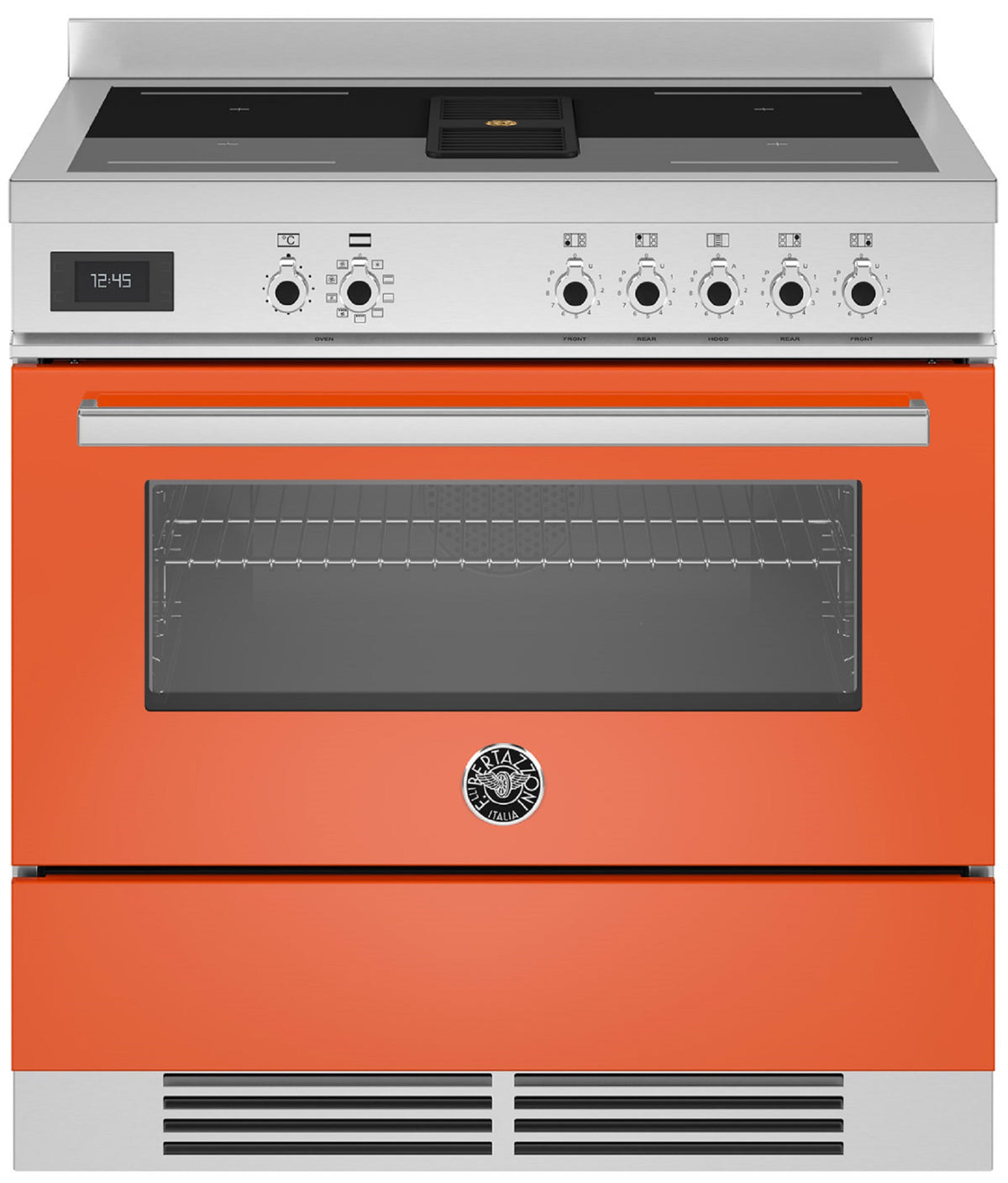 BERTAZZONI PROCH94I1EART 90cm Electric Oven 5 Zone Induction Hob with in-built Extractor Range Cooker in Orange