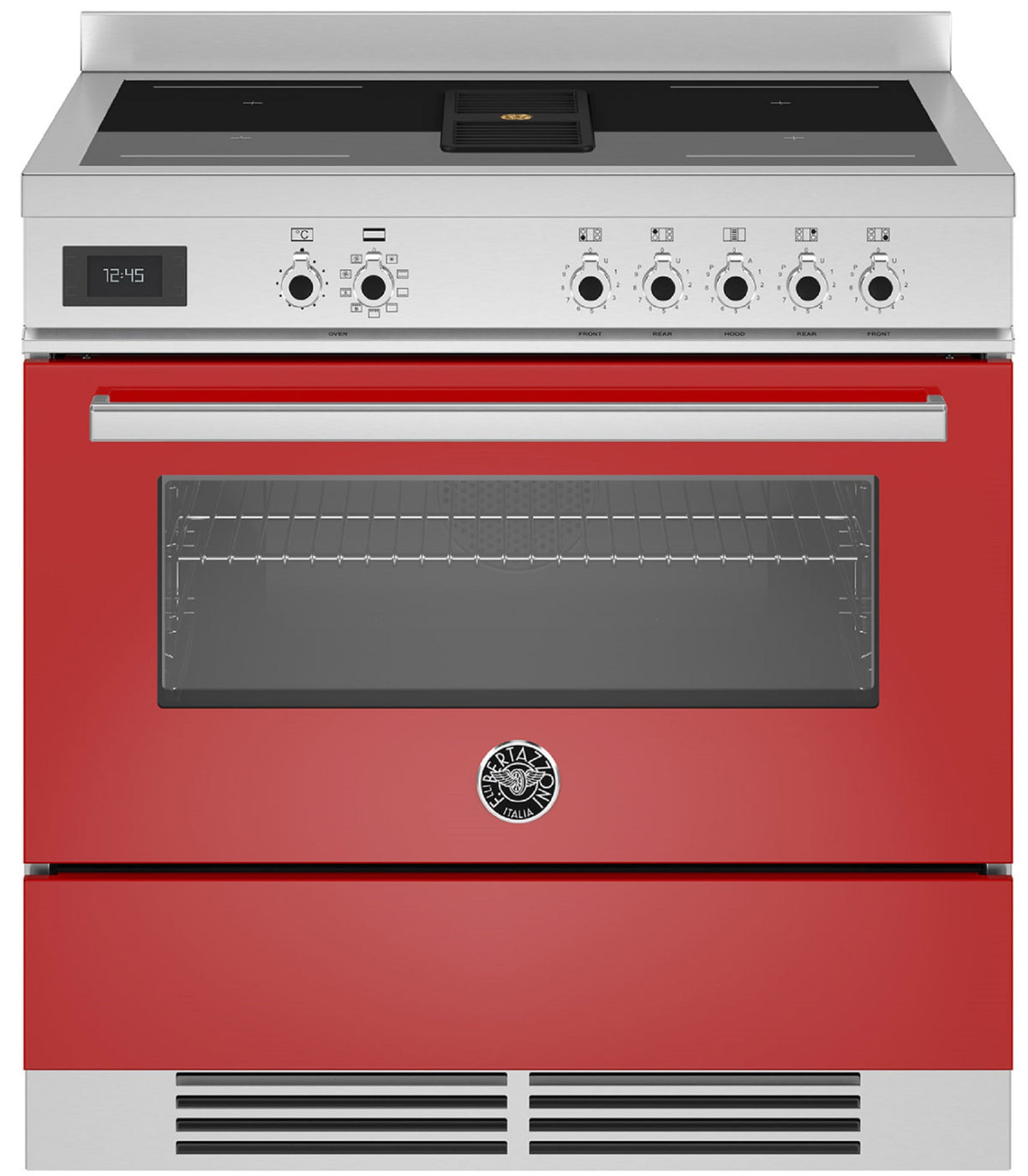 BERTAZZONI PROCH94I1EROT 90cm Electric Oven 5 Zone Induction Hob with in-built Extractor Range Cooker in Red