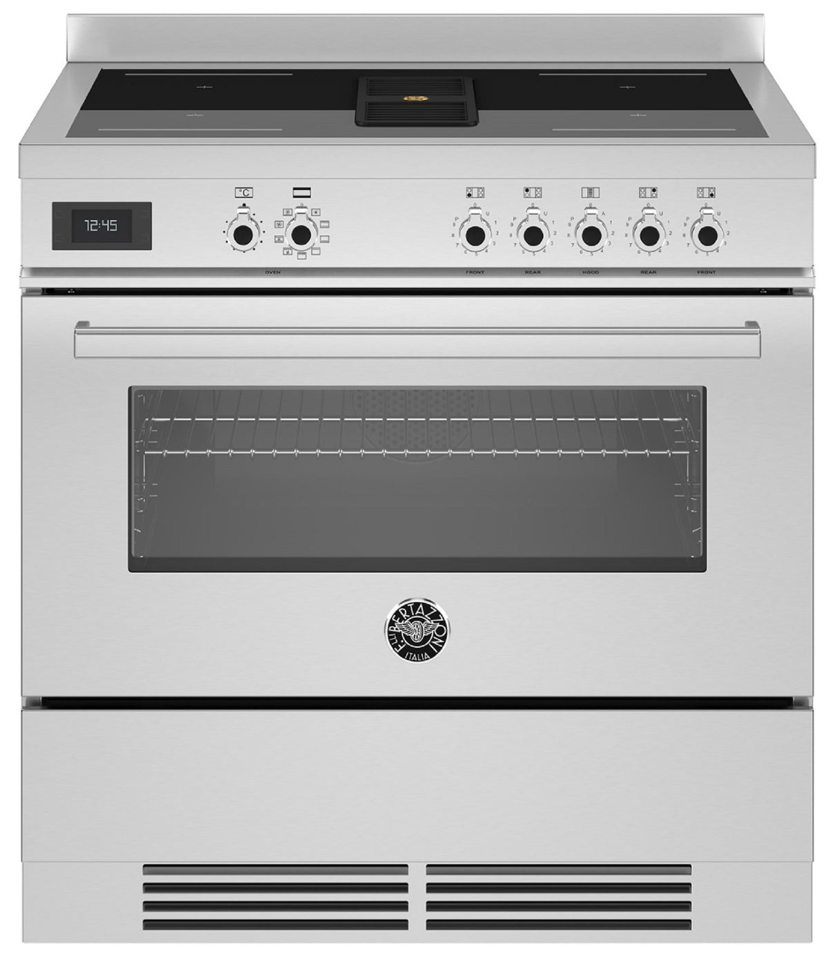 BERTAZZONI PROCH94I1EXT 90cm Electric Oven 5 Zone Induction Hob with in-built Extractor Range Cooker in Stainless Steel
