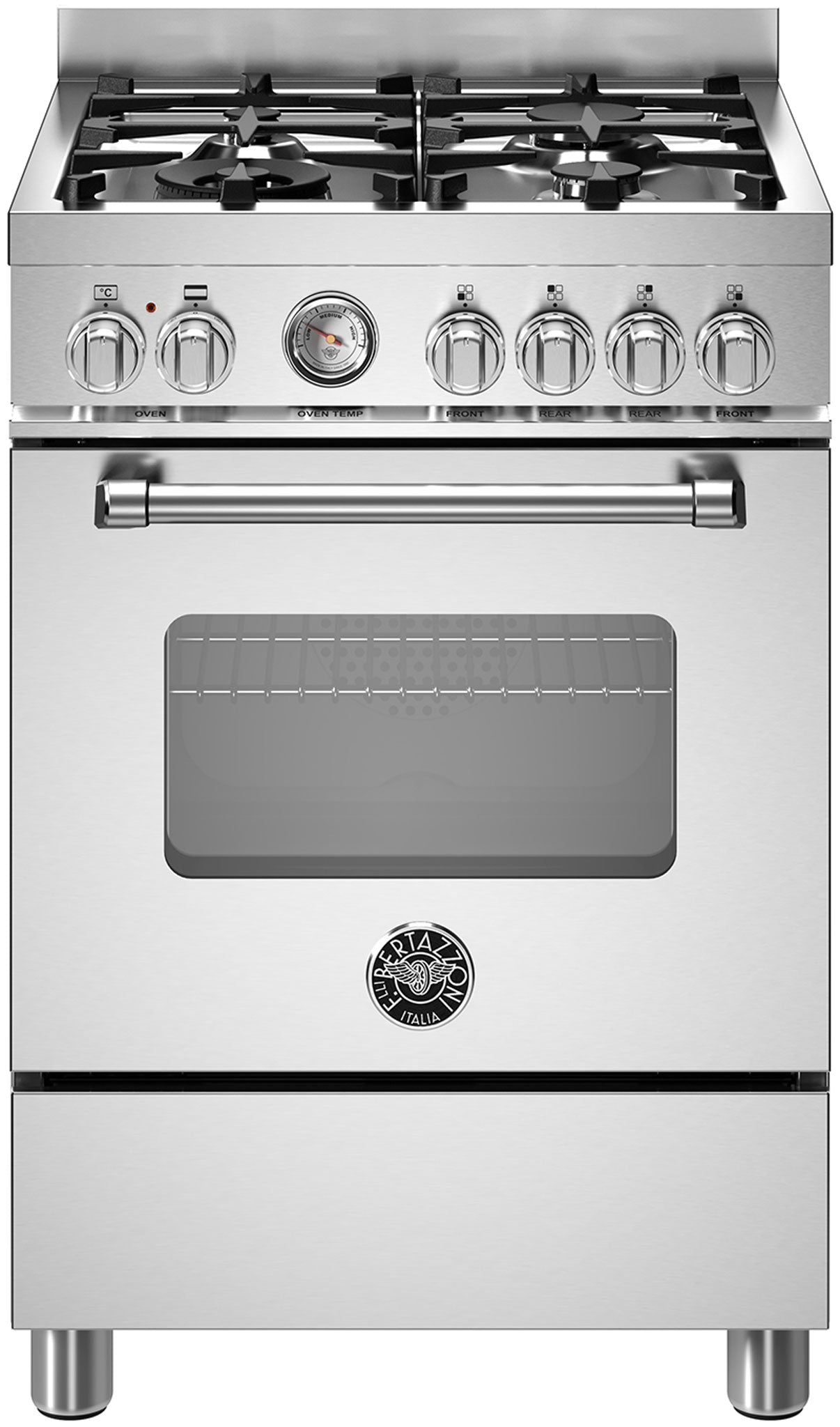 BERTAZZONI MAS64L1EXC 60cm Electric Oven 4 burner Gas Hob Range Cooker  in Stainless Steel