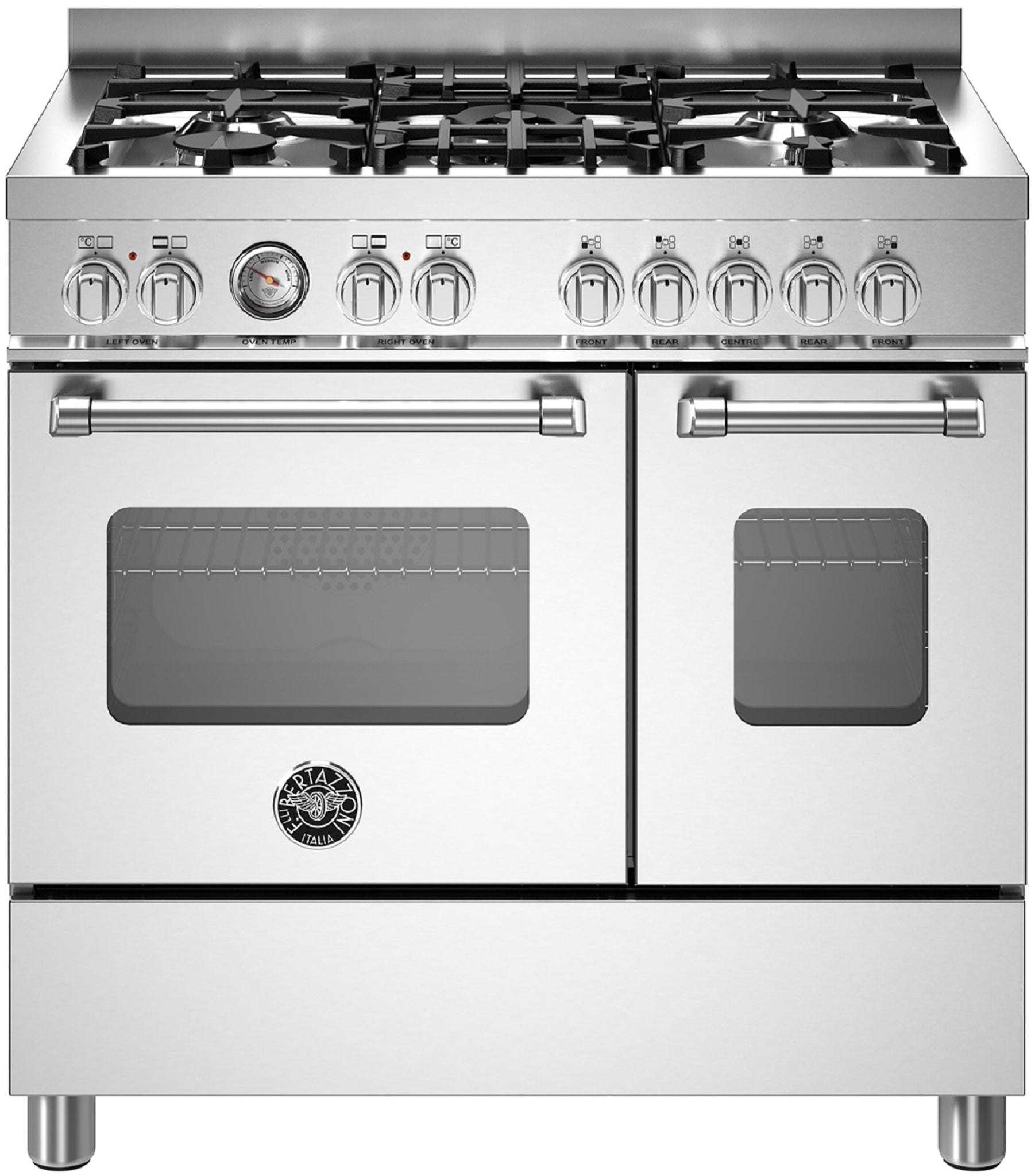 BERTAZZONI MAS95C2EXC 90cm Electric Double Oven 5 burner Gas Hob Range Cooker in Stainless Steel