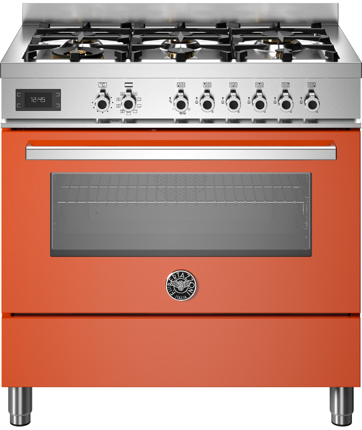 BERTAZZONI PRO96L1EART 90cm Electric Oven 6 burner Gas Hob Range Cooker in Orange