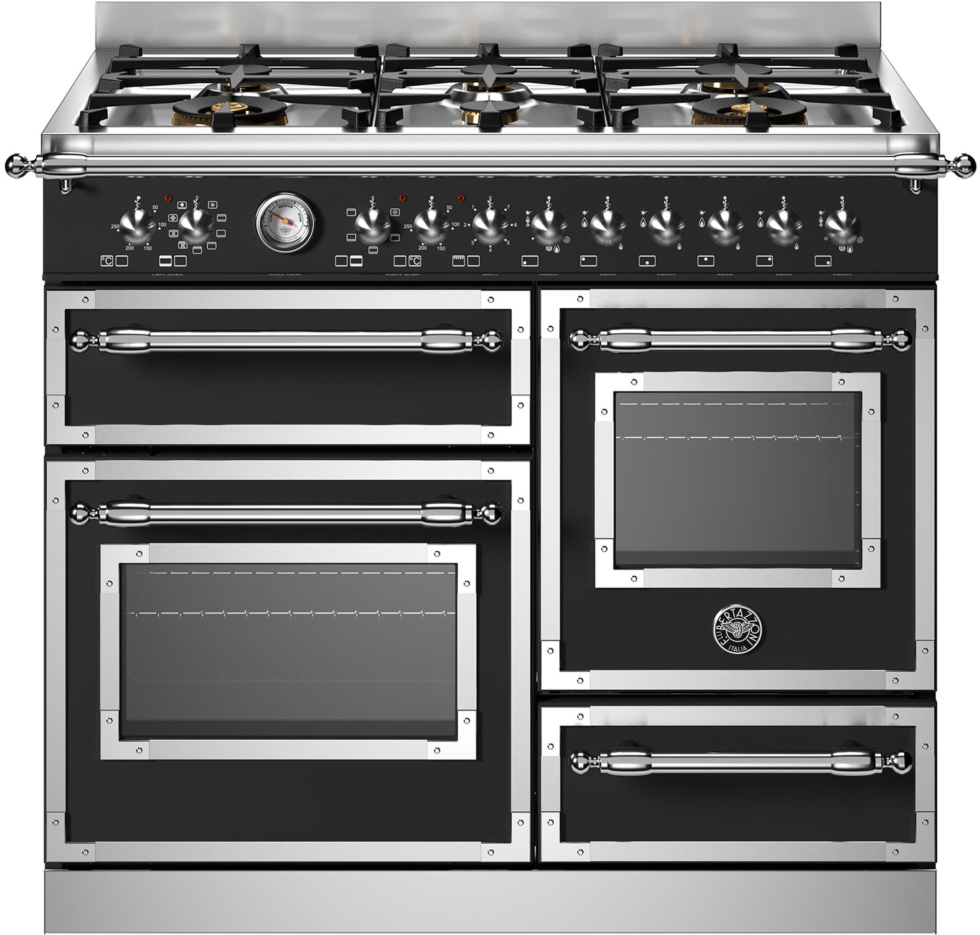 Bertazzoni Her106L3Enet Triple Oven Dual Fuel 100Cm Range Cooker In Matt Black